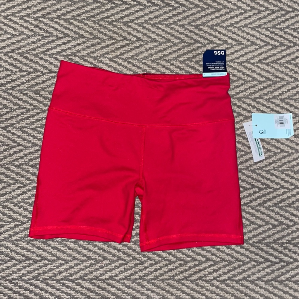 High Rise Red Performance Shorts